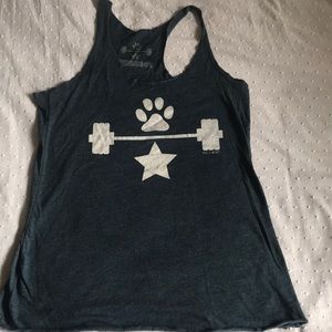Cute dark blue razor back tank